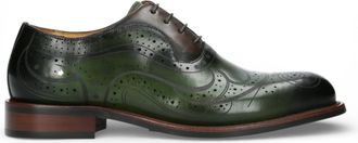 Laura Vita Laura Vita Lorenzo Conti Mens Khaki Green Leather Brogue Oxford Dress Shoes - Ayan-01 - Size EU 44