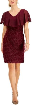 Connected Womens Chiffon Overlay Eyelash Sheath Dress Purple Size 6
