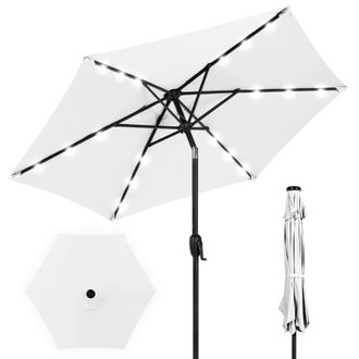 Best Choice Products 7.5ft Outdoor Solar Patio Umbrella for Deck, Pool w/ Tilt, Crank, LED Lights