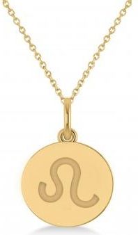Allurez Leo Disk Zodiac Pendant Necklace 14k Yellow Gold
