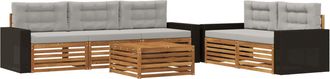 vidaXL Conjunto De Sof&aacute;s De Exterior 6 Uds. Natural Y Gris Claro Vidaxl