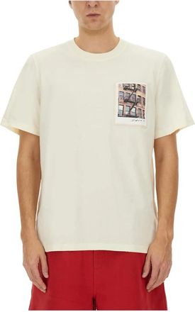 Helmut Lang Pstcard T Bldng.mal - Heren - T-shirts - Wit - XL - Tops