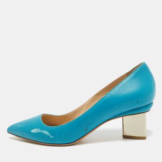 Nicholas Kirkwood Blue Leather Pointed Pumps