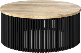 Simpli Home Demy 35In Round Industrial Contemporary Coffee Table