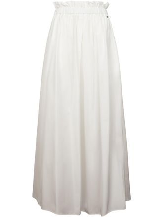 Herno Flowing White Skirt with Gathered Elastic Waistband