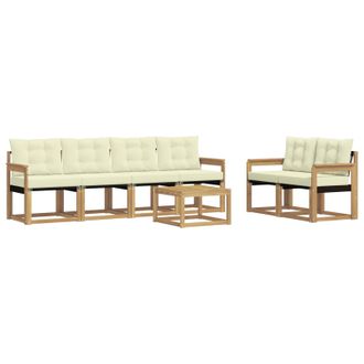 vidaXL Conjunto De Sof&aacute;s De Exterior Con Coj&iacute;n 7 Pcs Blanco Y Crema Vidaxl
