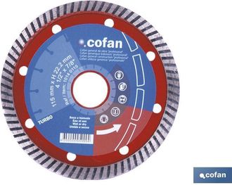 cofan Cofan - Disco Diam.turbo Profesional 115mm., Discos De Diamante Turbo General Obra Profesional Universal. Corte De Todo Tipo De Materiales De Construc