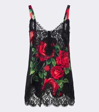 Dolce & Gabbana Abito lungo in misto seta e cotone con pizzo