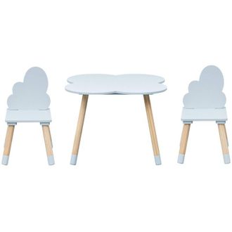 Mobili Rebecca Mobili Rebecca - Mesa Y 2 Sillas Para Ni&ntilde;os Rebecca Mobili Sitka 44x60x60 Mdf Bois Celeste Marr&oacute;n Escandinavo Conjunt