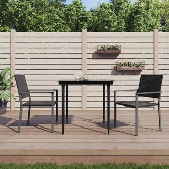 Berkfield Home 3 Piece Garden Dining Set Poly Rattan & Steel in Black