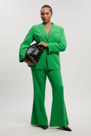 Karen Millen Womens Plus Size Compact Stretch Single Breasted Tailored Blazer - Green - Size 22 UK