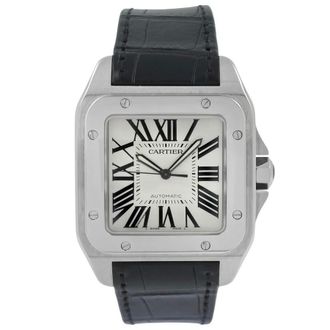 Cartier Pre-owned Cartier Santos 100 Large Silver Dial Mens Watch W20073X8