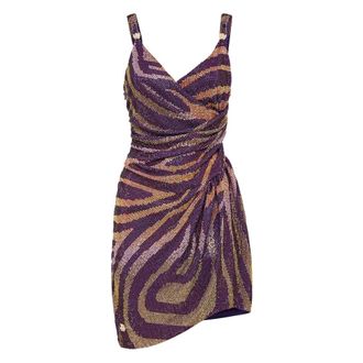 Philipp Plein Kleedjes, Dames, Veelkleurig, S, Polyester, Mini Jurk met Kristallen