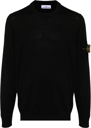 Stone Island Lichte trui van pure RWS-wol - Heren - Truien - Zwart - Maat: XL Wol