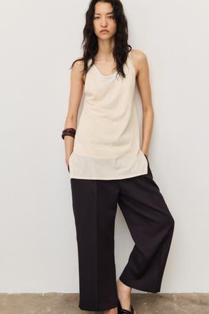 H&M Ankle-length Twill Pants in Dark Brown at Nordstrom, Size 18