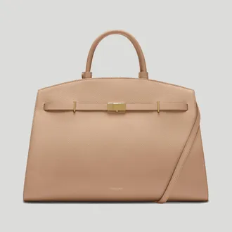DeMellier The Hudson in Dark Sand Small Grain Leather Tote & Work bag