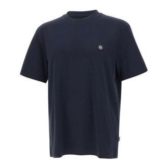 HUGO BOSS Hugo, T-Shirts, male, Blue, Size: 2XL Mercerized-cotton T-shirt with Double B monogram