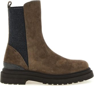 Brunello Cucinelli Brown Solid Round Toe Boots