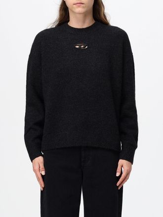 Diesel Maglia girocollo in misto lana e alpaca con logo Oval D