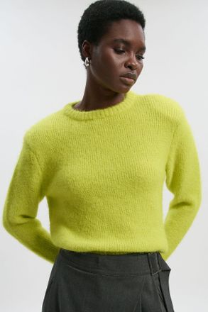 Karen Millen Womens Cosy Knit Crew Neck Jumper - Lime Green - Size X-Small