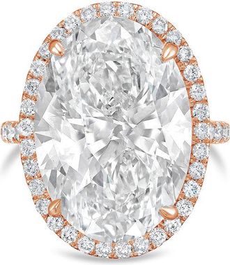 Diana M. Jewels 14kt rose gold 3ct lab grown Oval Diamond Halo Pav&eacute; Ring