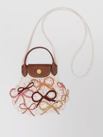 Longchamp mini bag woven design leather accents strap