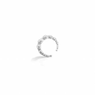 Gold & Honey Womens Bamboo Cuff Rings In Silver