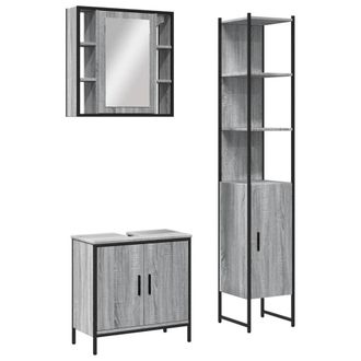 Berkfield Home 3 Piece Bathroom Cabinet Set Grey Sonoma Engineered Wood