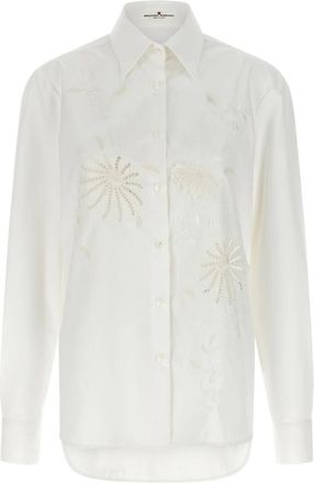 Ermanno Scervino Geborduurde katoen poplin blouse - Dames - Overhemden - Wit - S - Katoen - Overhemden