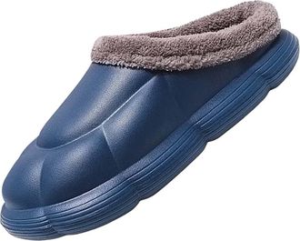 Generic Warm Slippers Soft and Comfortable Keeping Your Feet Warm in Winter Winter Slippers for Men Open Toe (Dark Blue, 6.5)