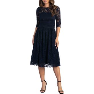 Kiyonna Luna Lace Cocktail Dress in Indigo Blue at Nordstrom, Size X-Large
