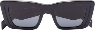 Prada oversized rectangular-frame sunglasses - women - Acetate - One Size - Black