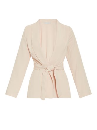 Gina Bacconi Womens Linete Moss Crepe Tie Jacket - Pink - Size 12 UK