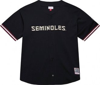 Mitchell & Ness MenS Fsu Seminoles Mush Button-Up Jersey Shirt - Plus In Black