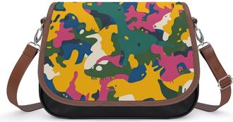 Generic Colorful Camouflage Pattern Crossbody Bag Womens Handbag PU Message Bags Shoulder Purse with Adjustable Strap