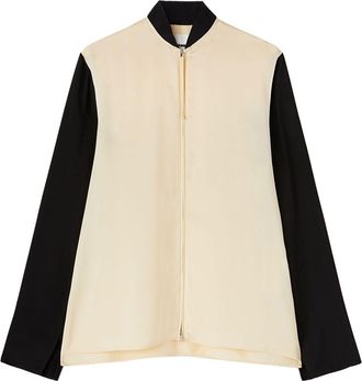Jil Sander panelled zip-up satin shirt - women - Viscose - 38 - Neutrals