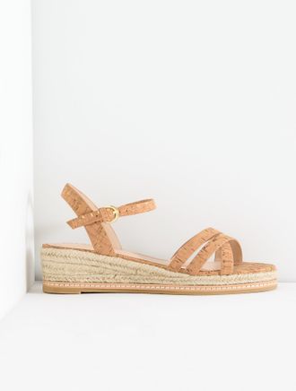 Talbots Pamela Cork Wedge Sandals - Natural/Gold - 10 1/2 M Talbots