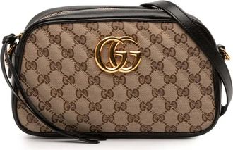 Gucci Borsa a tracolla GG Marmont piccola in pelle e tela GG 2016-2025 - Marrone
