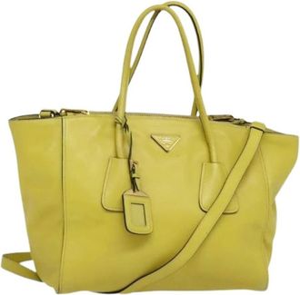Prada Pre-owned Handbags, female, Yellow, Size: ONE SIZE Pre-owned Vintage Leather Handbag