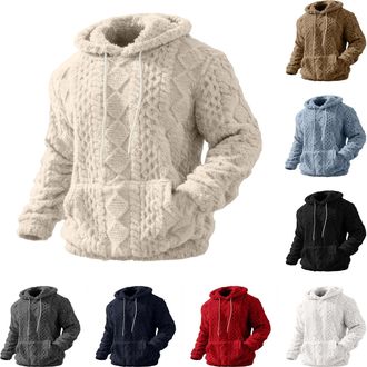 Generic Long Sleeve Running Top Men, Fleece Hoodie Men Sherpa Hoodies Mens Jumpers UK Long Sleeve Tops Sweatshirts Warm Winter Jumper Fashion Solid Color Pull