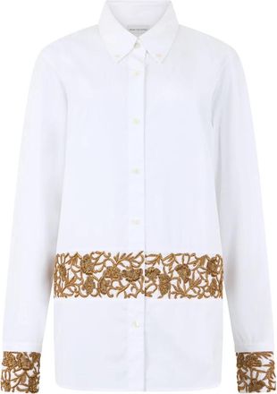 Dries Van Noten Geborduurd katoenen poplin overhemd - Dames - Overhemden - Wit - S - Katoen - Overhemden