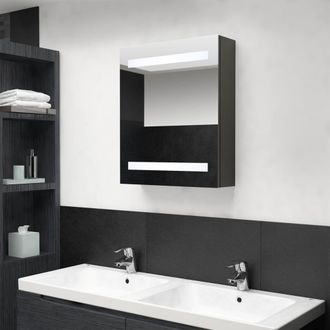 Berkfield Home LED Bathroom Mirror Cabinet Anthracite 50x14x60 cm in Black | Size: 50 x 14 x 60 cm