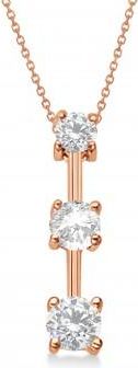 Allurez Moissanites & Diamond Three-Stone Necklace 14k Rose Gold (0.25ct)