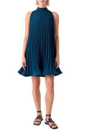 Akris Pleated Crepe Trapeze Dress in Dark Blue at Nordstrom, Size 16