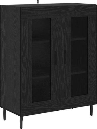 vidaXL Vitrina Roble Negro 69,5 X 34 X 90 Cm Madera Contrachapada Vidaxl