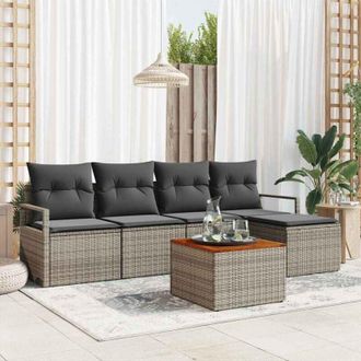 vidaXL Conjunto De Sof&aacute; De Jard&iacute;n 6 Pcs Gris Vidaxl