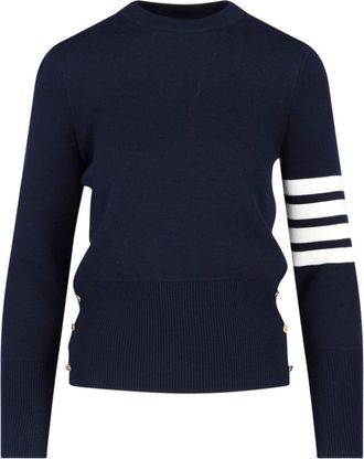 Thom Browne Blue 4-Bar Crewneck Virgin Wool Sweater