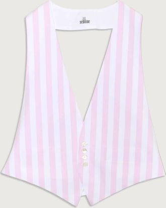S&eacute;bline Womens Halter Waistcoat Vest In Pale Pink/white