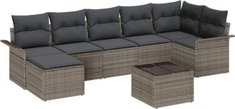 vidaXL Garden Sofa Set with Cushion 8 pcs Grey Poly rattan vidaXL