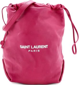 Saint Laurent Teddy leren grote bucket-tas - Roze
